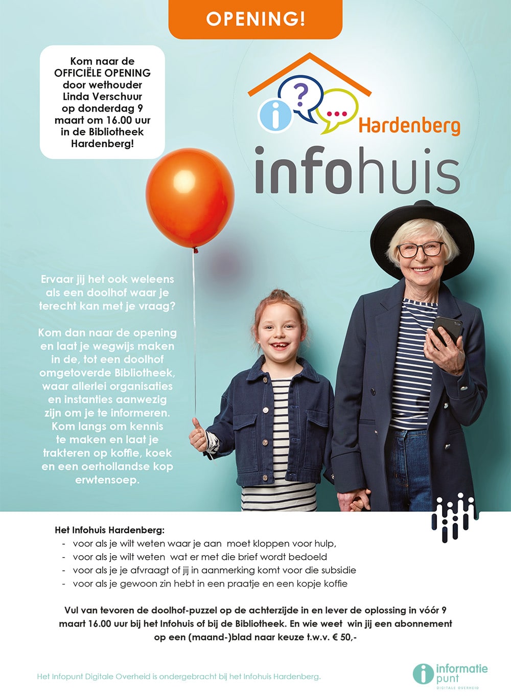 Flyer opening infohuis Hardenberg