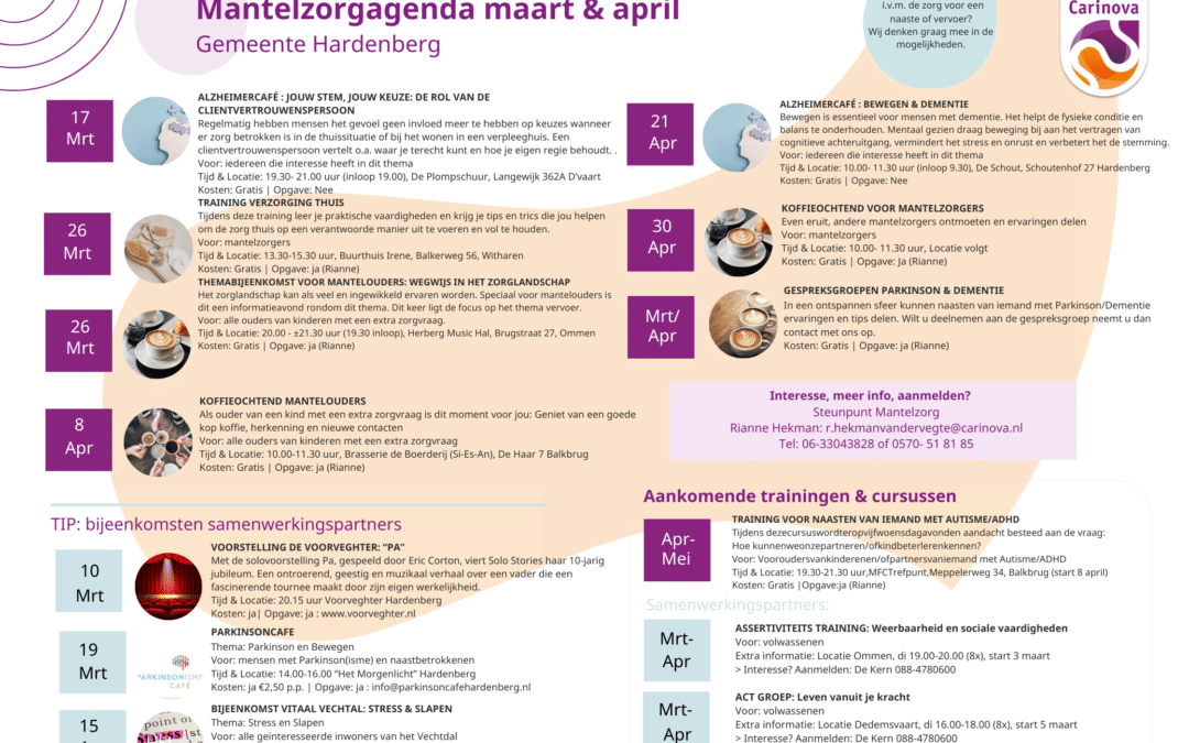 Mantelzorgagenda Maart & April